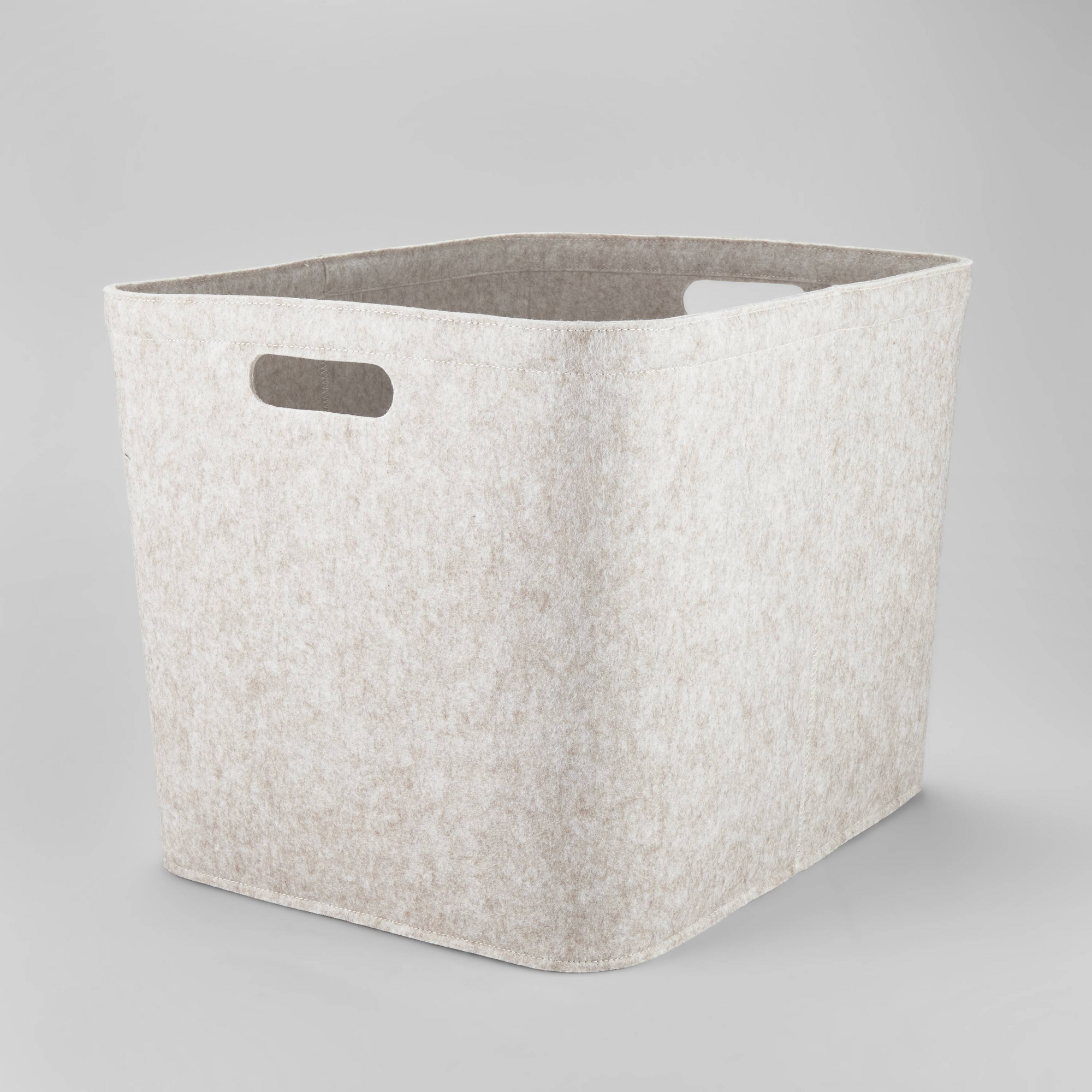 14" x 15" Large Felt Basket with Stitching Oatmeal - Brightroom™