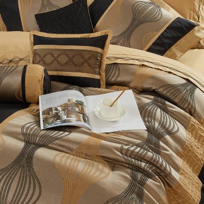 King Black and Silver Microfiber 7-Piece Comforter Set