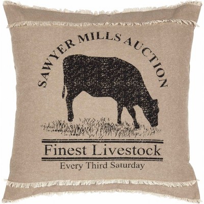 Sawyer Mill Charcoal Cow Pillow 18x18 VHC Brands