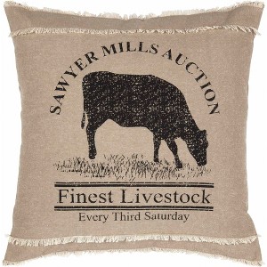 Sawyer Mill Charcoal Cow Pillow 18x18 VHC Brands - 1 of 3