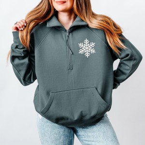 Embroidered Snowflake - Women's Quarter Zip Fleece Graphic Sweatshirt - 1 of 3