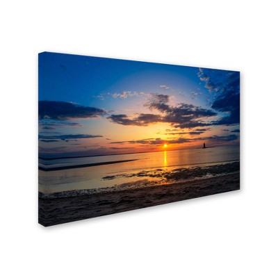 Trademark Fine Art -PIPA Fine Art 'Sunset Breakwater Lighthouse' Canvas Art