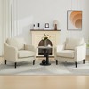 Mid-Century Accent Chair, Comfy Living Room Chairs, Linen Fabric Upholstered Armchair,Reading Side Chair, Single Sofa with Back Pillow and Wood Legs - 3 of 4