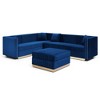Luxurious 100.8 Velvet Upholstered U-Shaped Corner Sectional Sofa with Ottoman, Vertical Channel Tufting, Gold Base, and 4 Pillows - 4 of 4