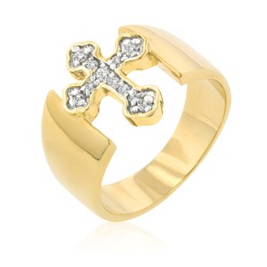 Slickblue Elegant Two-Tone Cross Ring with 18k Gold Finish - Perfect Fashion and Religious Occasions, Size 5-10 - 1 of 4