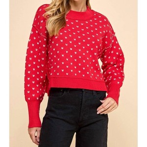 Women's I'm Yours Micro Heart Sweater - TCEC - 1 of 3