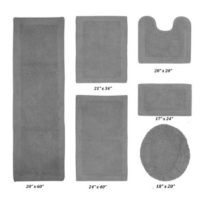 Edge Bath Rug 100% Premium Cotton Ultra-Soft Water Absorbent Tufted Solid Reversible 6 Piece Bathroom Rug Set for Machine Washable Bathmat - 1 of 4