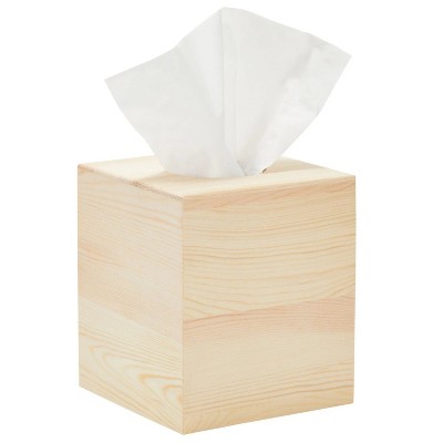 LunaLulinlk Unfinished Wood Tissue Box Cover for DIY Custom Design, Square Wooden Tissue Cover Holder with Slide Out Bottom 5.8 in