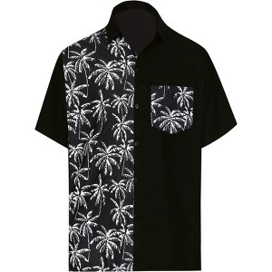 LA LEELA Men's Short Sleeve Button Down Solid Camp Vacation Shirts Business Beach Collared Shirt for Men Work Shirts with Pocket - 1 of 4