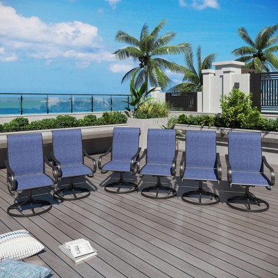 Captiva Designs Outdoor Dining Breathable Quick-dry Sling Steel Chairs with 360 Degree Swivel