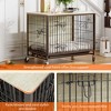 27.2" Modern Double Door Wooden Dog Kennel for Indoor Use with Removable Tray and Mobility Wheels - 2 of 4