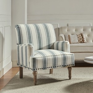 Venere Bedroom Wooden Upholstered Armchair with Nailhead Trim and Unique Stripe Design | ARTFUL LIVING DESIGN - 1 of 4