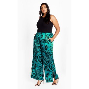 Women's Plus Size Sienna Print Pant - peacock | CITY CHIC - 1 of 4
