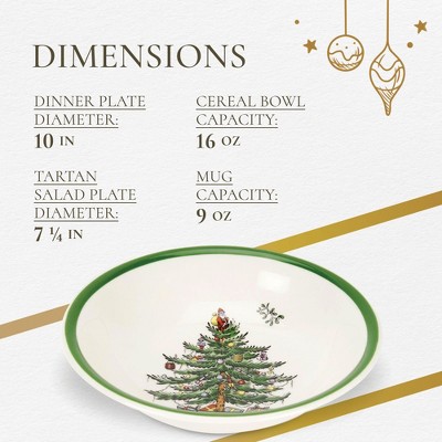 Spode Christmas Tree Tartan Porcelain 16-Piece Dinnerware Set