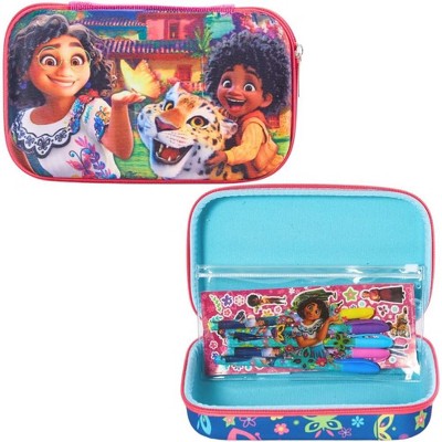 Disney Encanto Pencil Case Set with Stickers and Gel Pens for Kids, Molded with Zip Closure, Pink