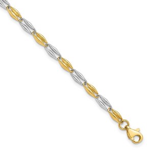 Black Bow Jewelry 14k Two Tone Gold, 3.5mm Puffed Link Chain Bracelet, 7.25 Inch - 1 of 4
