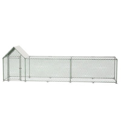 16 x 3ft Metal Chicken Coop Chicken Runs, Hen Runs House With Cover, Rabbits Duck Habitat Poultry Cage