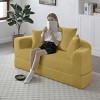 78.8" Beige Modern Convertible Corduroy Sofa Bed with Pillows, Armless Foldable Floor Futon for Living Room or Apartment-3irtyhousy - 2 of 4