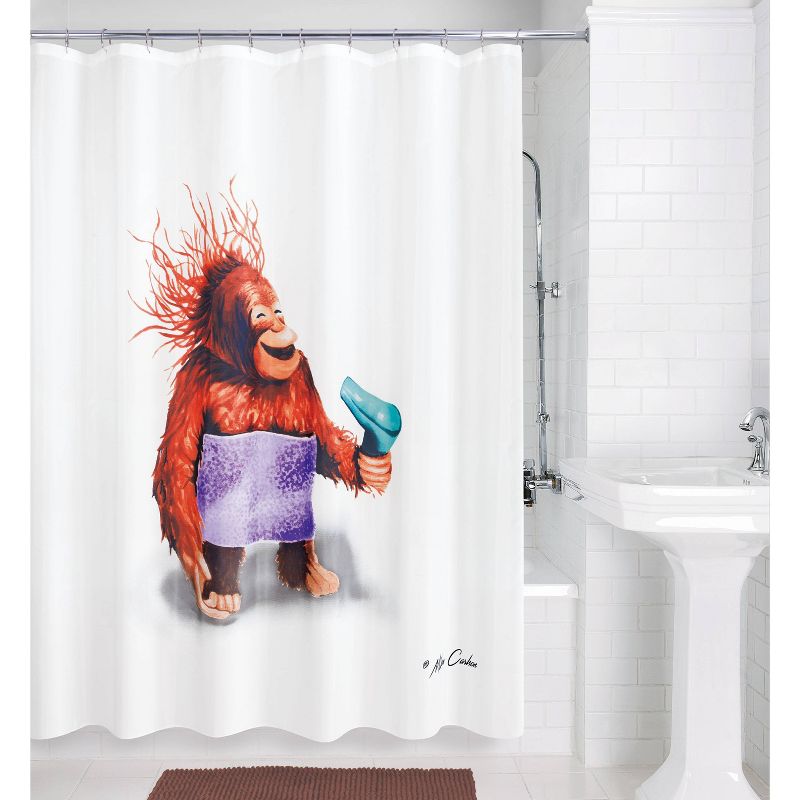 Blow Dryer Monkey Shower Curtain - Allure, 4 of 10