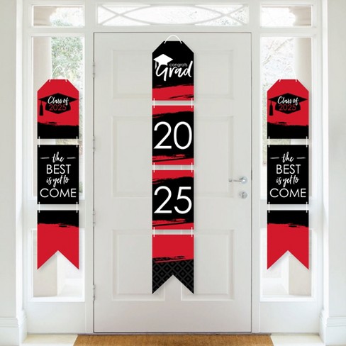 Big Dot of Happiness Red Grad - Best is Yet to Come - Hanging Vertical Paper Door Banners - 2025 Red Grad Party Wall Decor Kit - Indoor Door Decor - image 1 of 4