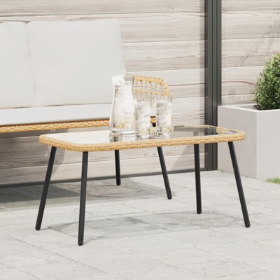 vidaXL Coffee Table Natural 35.4x17.7x16.9 in Poly Rattan