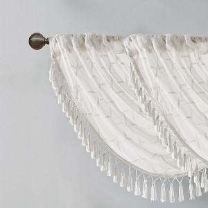 Gracie Mills Cyprian Sheer Allover Diamond Embroidered Waterfall Valance - 1 of 4