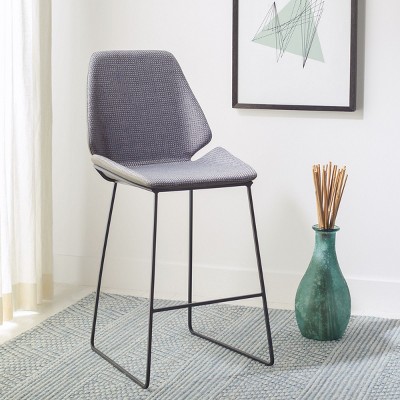 Masami Grey & Black Saddle Style Wood & Metal Counter Stool