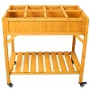 Grungis Raised Planters for Outdoor Plants with Drainage Holes,Mobile Customizable Wood Planter with Elevated 8 Pocket Herb - 2 of 4