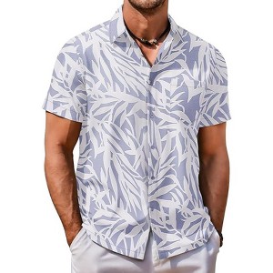 COOFANDY Mens Hawaiian Shirt Short Sleeve Button Down Shirt Tropical Summer Beach Shirt - 1 of 4