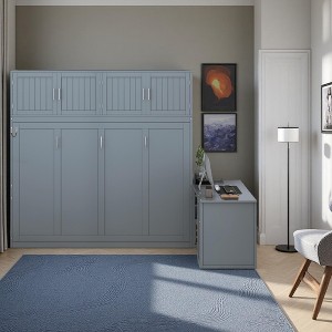 Polibi Queen Wall Bed with Adjustable Desk & Cabinet Storage - 1 of 4