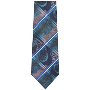 TheDapperTie Men's Royal Blue And Navy Checks Necktie with Hanky - 1 of 3