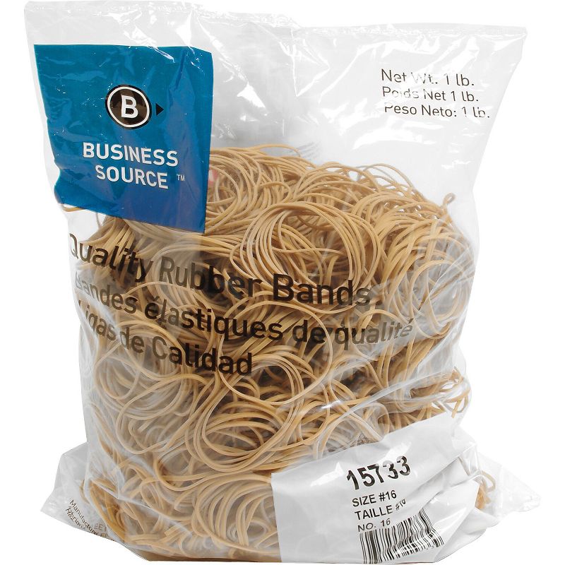 Business Source Rubber Bands Size 16 1 lb./BG 2-1/2"x1/16" Natural Crepe 15733, 2 of 4