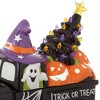 Casafield Ceramic Halloween Trick or Treat Truck, Hand Painted 11-Inch Pre-Lit LED Jack-o-Lantern Black Truck Tabletop Decor - 3 of 4