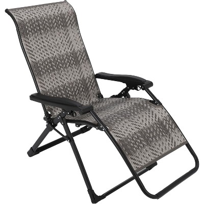 Folding Rattan Chaise Lounge Chair, Portable Outdoor Reclining Chair with Widened Armrest, Sun Lounger for Patio, Garden, Beach, 330lb Capacity