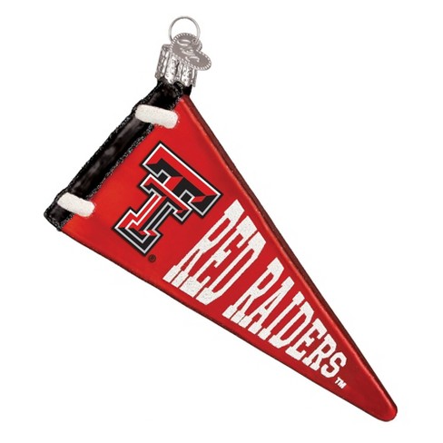 Old World Christmas Hanging Glass Tree Ornament, Texas Tech Pennant - image 1 of 2