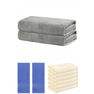 REGALWOVEN Absorbent Solid Bath Hand Face Cloths Cotton Towels 3 Piece Sets