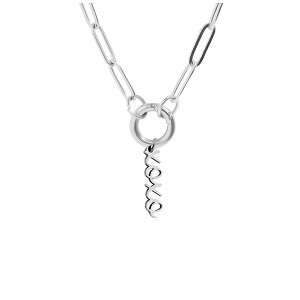Ginger Lyne Paperclip Chain Charm Holder Necklace X's and O's Hugs and Kisses Charm for Women Stainless Steel 18-20" - 1 of 4
