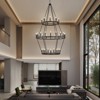 PAKOKULA Modern 36-Light Black 3-Tier Wagon Wheel Farmhouse Industrial Chandelier Rustic Candlestick Pendant Light - 3 of 4