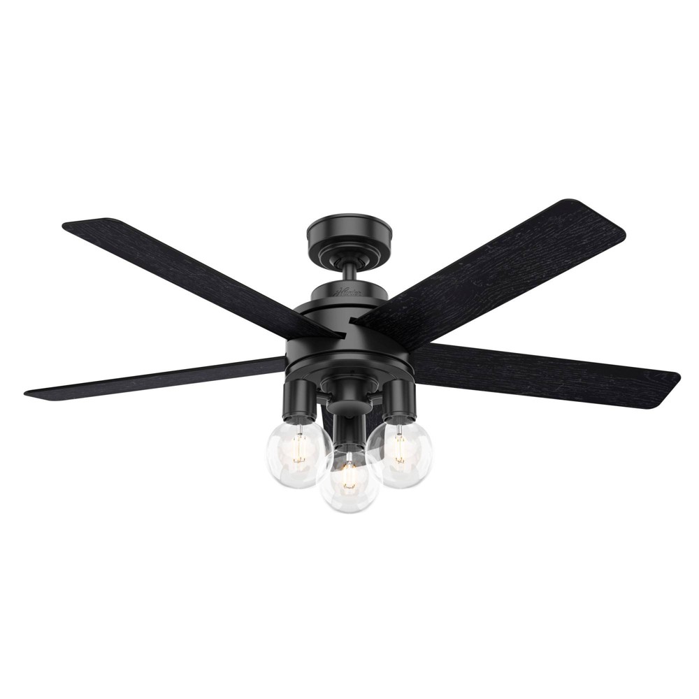 Photos - Fan 52" Hardwick Ceiling  with Remote Black  - Hun(Includes LED Light Bulb)