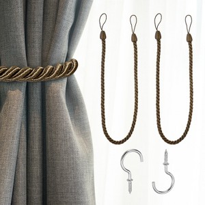 Unique Bargains Handmade Woven Braided Metal Screw Hooks Curtain Tiebacks - 1 of 4
