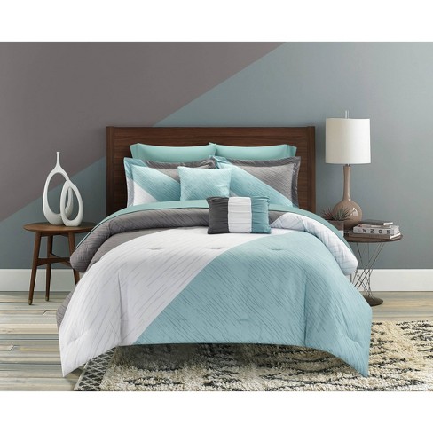 9pc King Kinsley Comforter Set Blue - NY&C Home Collection