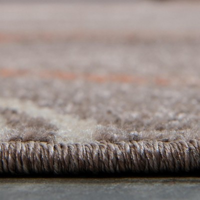 Light Brown Abstract Synthetic Rectangular Area Rug