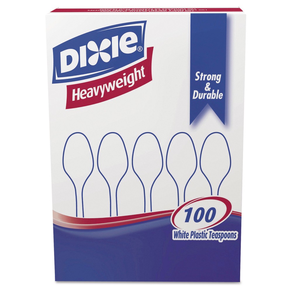 Dixie(r) Heavy-Weight Polystyrene Plastic Teaspoons, White, 100/Pack (TH207)