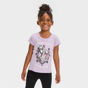 Toddler Girls' Disney The Nightmare Before Christmas Short Sleeve Graphic T-Shirt - Lavender - 1 of 4