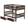 NicBex Full over Full Bunk Bed Wooden Bed Frame with 2 Drawers, Ladder and Full Length Guardrail, Space Saving, No Box Spring Required - 3 of 4