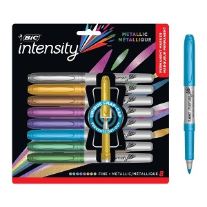 BIC® Intensity Metallic Permanent Markers, Fine Point, Assorted Metallic, 8 Count - 1 of 4