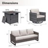 Buenhomino Patio Furniture with Fire Pit 4-Piece Wicker Outdoor Sectional Couch with Swivel Rocking Chairs, Propane Fire Pit Conversation Set - 3 of 4
