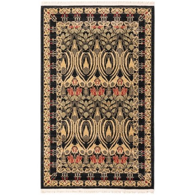 Chelsea Black Rectangular Stain-Resistant Synthetic Area Rug