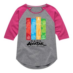 Girls' - Avatar: The Last Airbender - Four Nations Shirt Tail Raglan Graphic T-shirt - 1 of 4