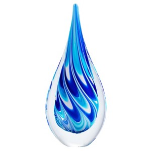 Luxury Lane Hand Blown Swirl Wave Tear Drop Sommerso Art Glass Sculpture - 1 of 4